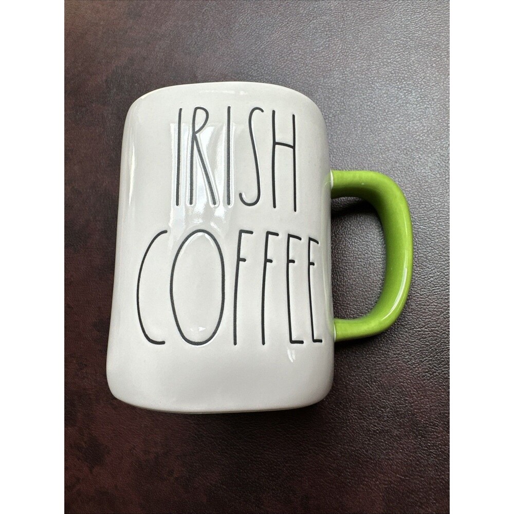 NEW โ๏ธRae Dunn Irish Coffee Mug White Green St Patrick's Day 16 oz ceramic